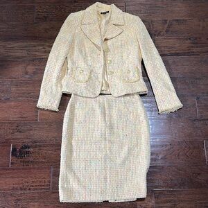 Tahari Yellow Tweed Suit